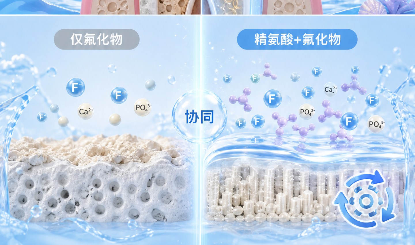 仅氟化物与精氨酸加氟化物对比